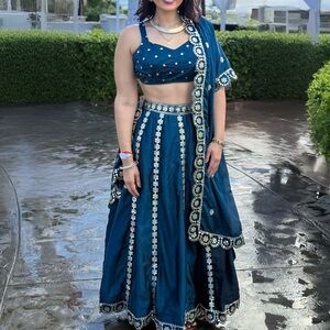 Elegant Blue Embellished Skirt